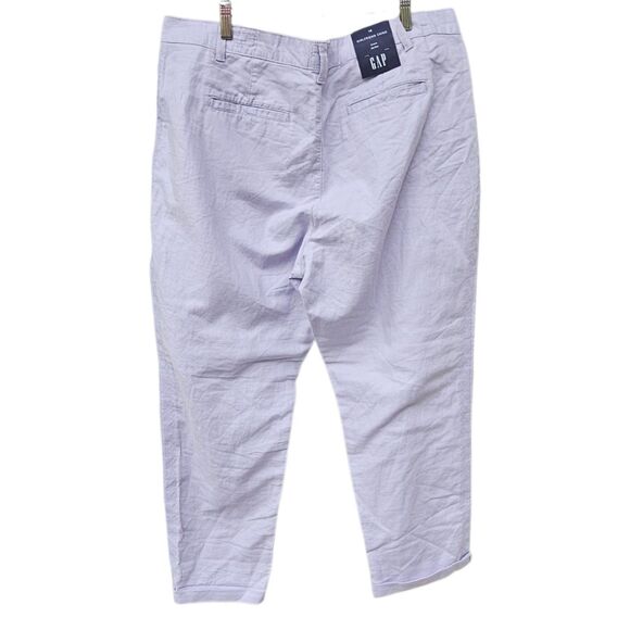 Gap Pants Women’s 16 Lilac Purple Linen Blend Girlfriend Chino Crop Flat Front - Picture 2 of 10